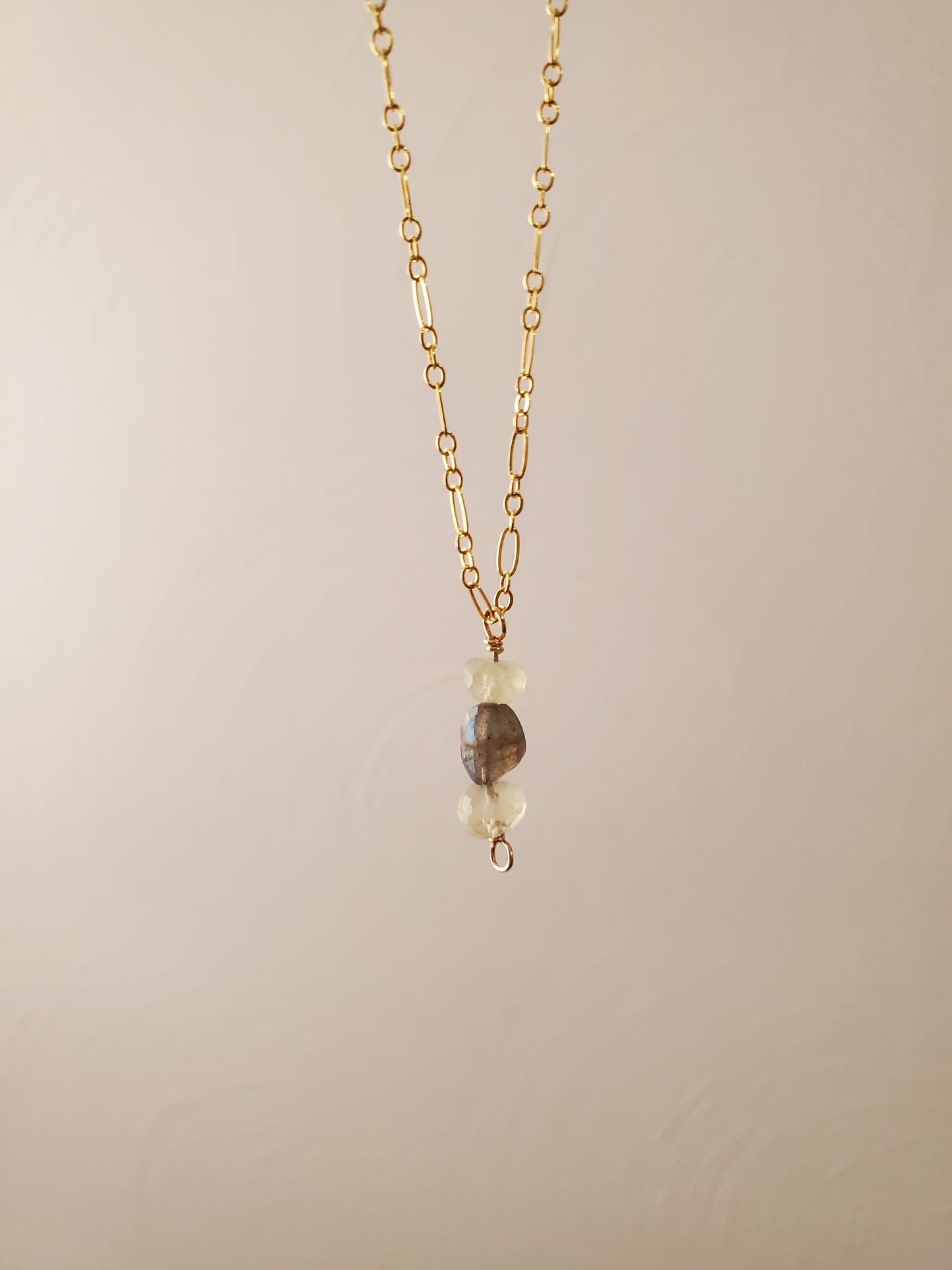 Labradorite and Green Phrenite Pendant Necklace