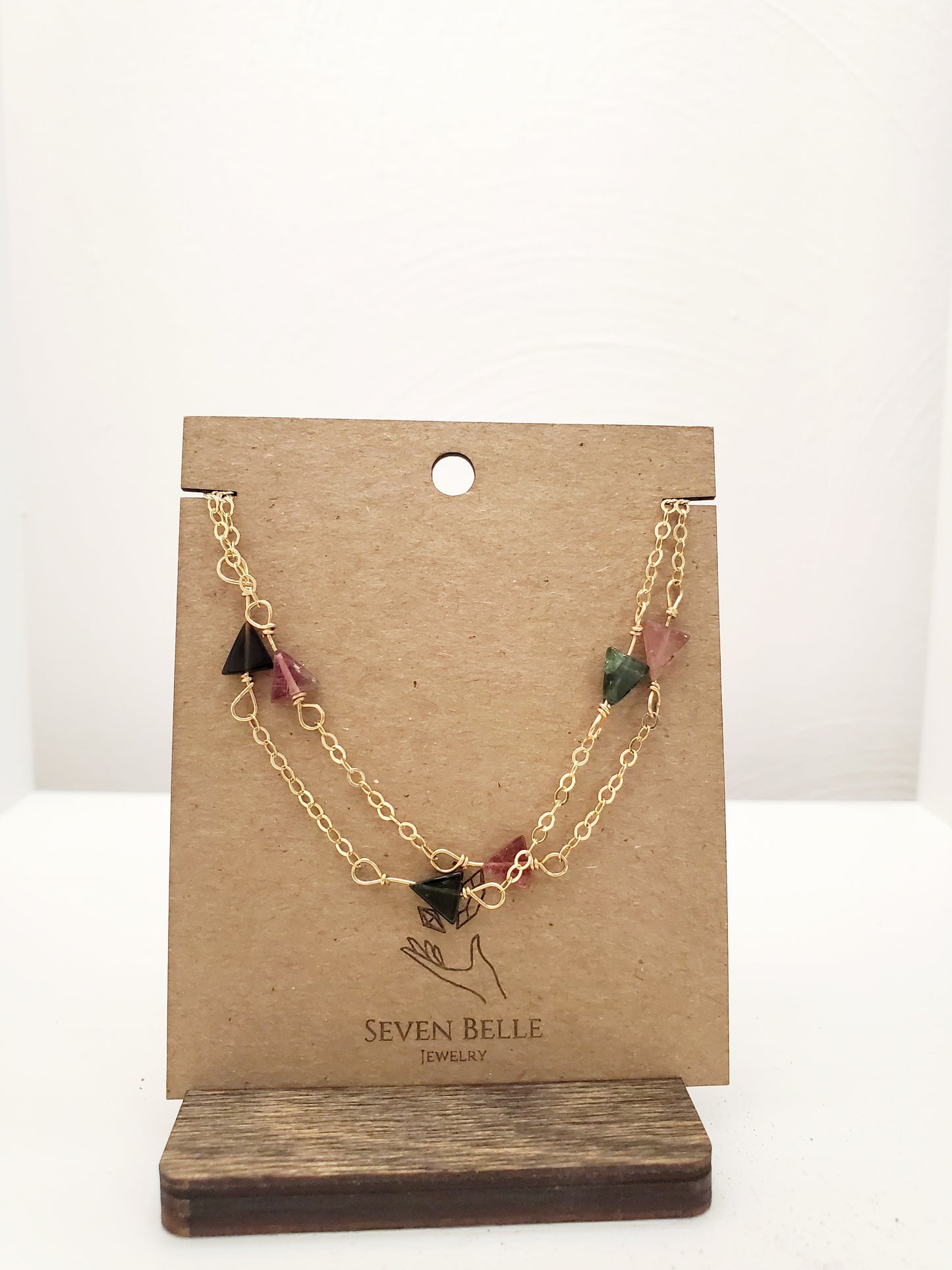 Green and Pink Tourmaline Necklace