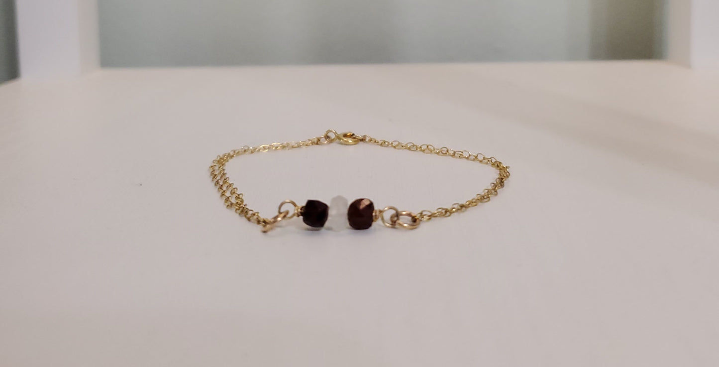Moonstone and Garnet Bracelet